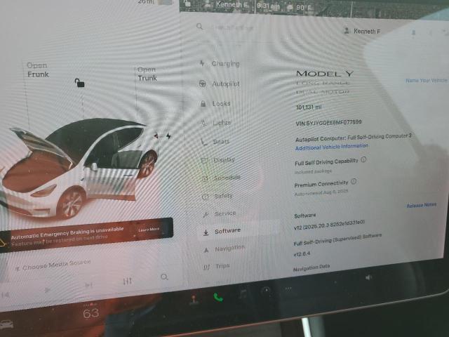 2021 TESLA MODEL Y 5YJYGDEE6MF077599