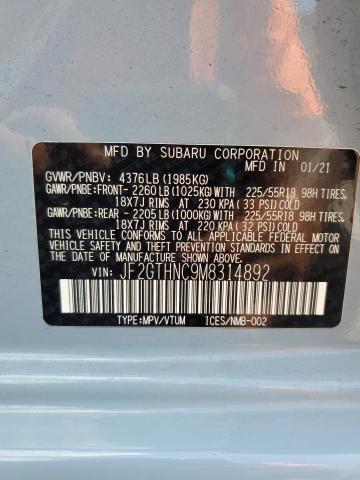 2021 SUBARU CROSSTREK JF2GTHNC9M8314892