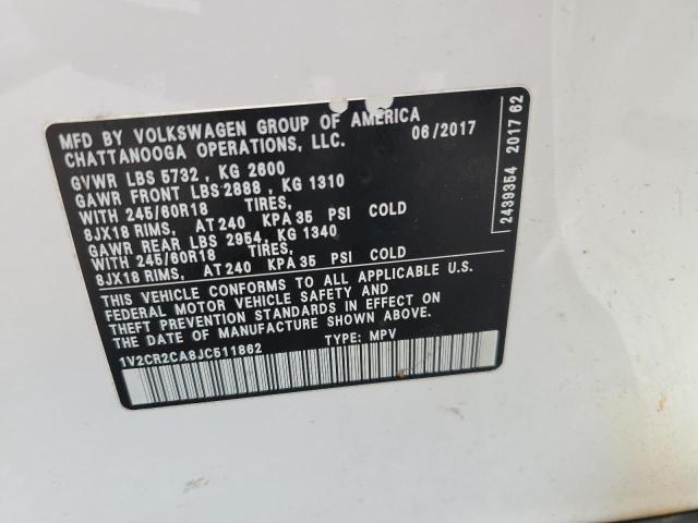 2018 VOLKSWAGEN ATLAS SE 1V2CR2CA8JC511862