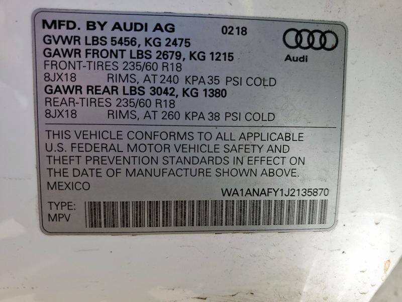 2018 AUDI Q5 PREMIUM - WA1ANAFY1J2135870