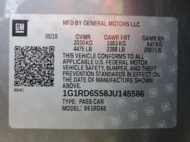 2018 CHEVROLET VOLT PREMI 1G1RD6S58JU145586