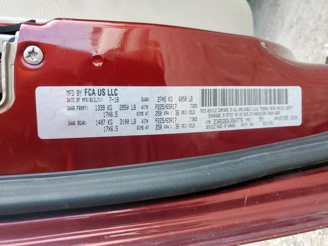 2018 DODGE GRAND CARA 2C4RDGBGXJR347776