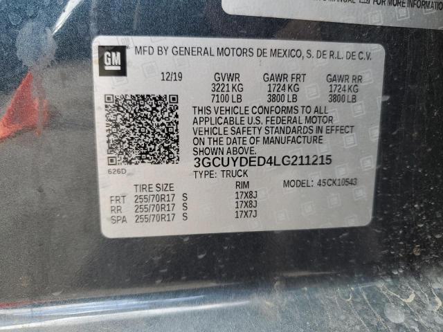 2020 CHEVROLET SILVERADO 3GCUYDED4LG211215