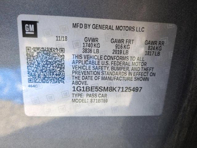 2019 CHEVROLET CRUZE LT - 1G1BE5SM8K7125497