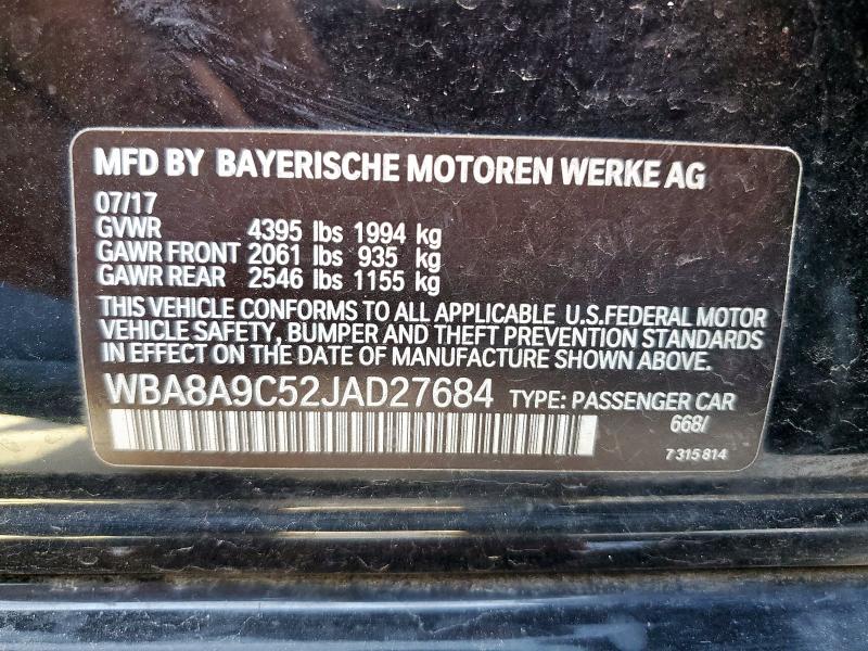 2018 BMW 320 I WBA8A9C52JAD27684