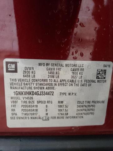 2016 CHEVROLET TRAVERSE L 1GNKVHKD4GJ334472