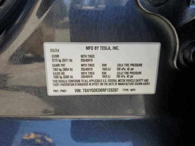 2024 TESLA MODEL Y 7SAYGDED8RF126397