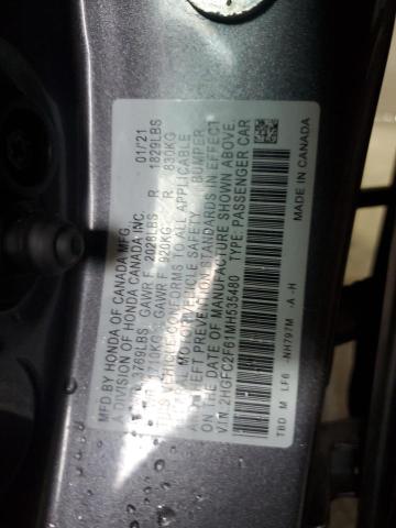 2021 HONDA CIVIC LX 2HGFC2F61MH535480