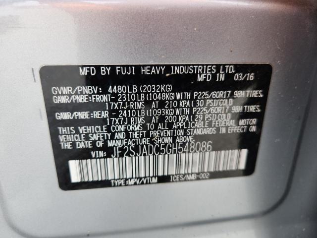 2016 SUBARU FORESTER 2 - JF2SJADC5GH548086