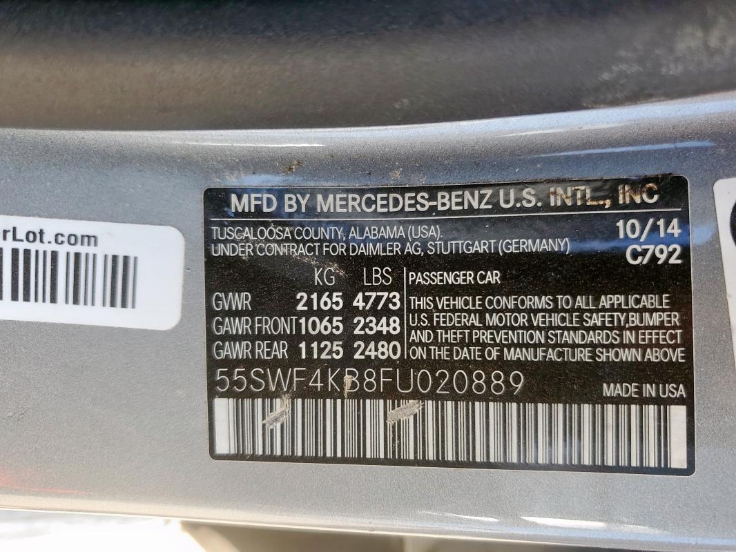 2015 MERCEDES-BENZ C 300 4MAT 55SWF4KB8FU020889