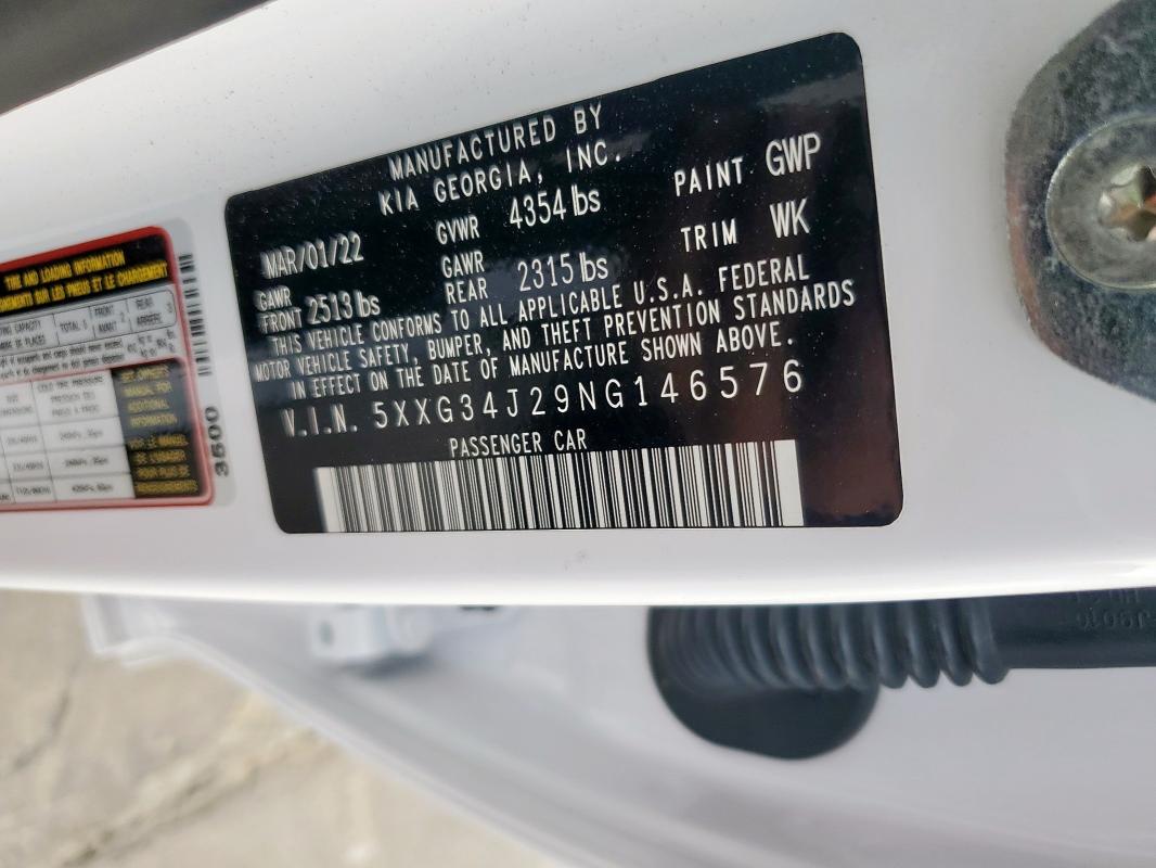 2022 KIA K5 EX 5XXG34J29NG146576