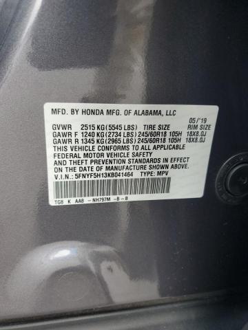 2019 HONDA PILOT LX 5FNYF5H13KB041464