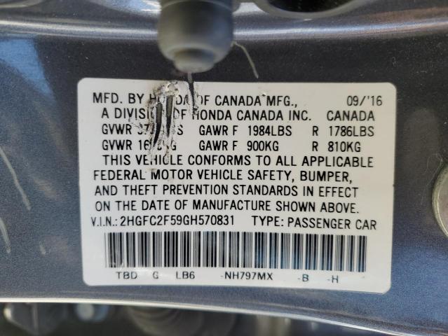2016 HONDA CIVIC LX 2HGFC2F59GH570831