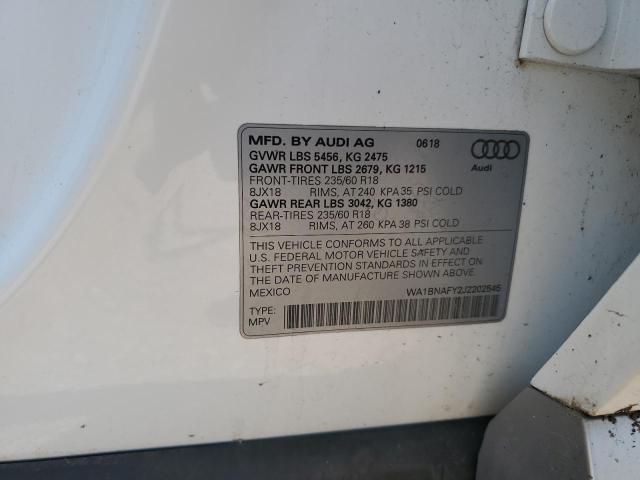 2018 AUDI Q5 PREMIUM WA1BNAFY2J2202545