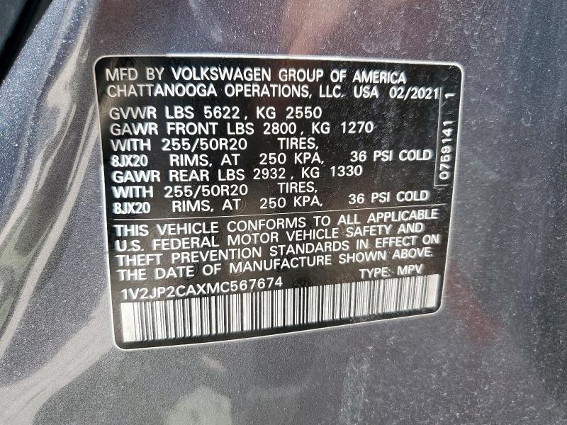 2021 VOLKSWAGEN ATLAS SE - 1V2JP2CAXMC567674