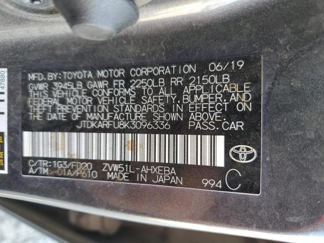 2019 TOYOTA PRIUS JTDKARFU8K3096336