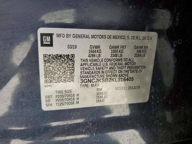 2019 CHEVROLET TRAX LS 3GNCJKSB2KL316405