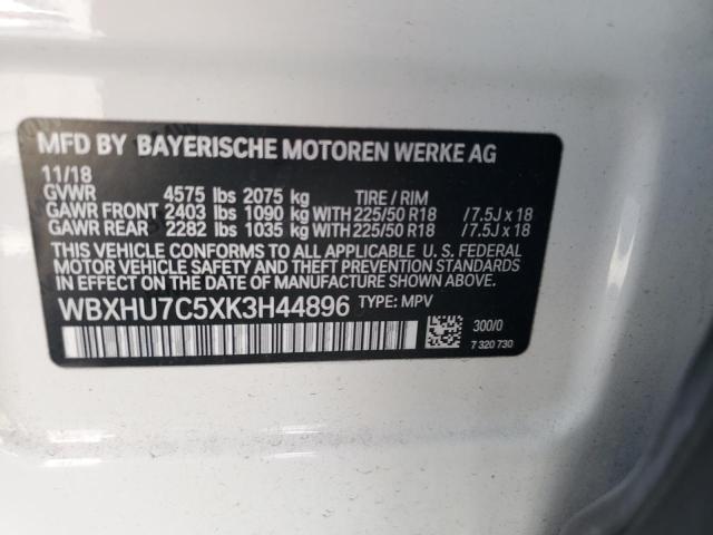 2019 BMW X1 SDRIVE2 WBXHU7C5XK3H44896