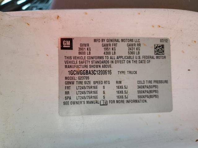 2012 CHEV EXPRESS G2500 - 1GCWGGBA3C1200616