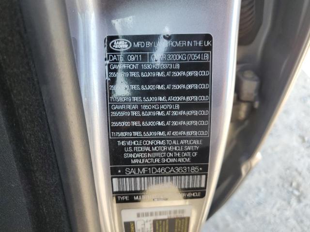 2012 LAND ROVER RANGE ROVE - SALMF1D46CA363185