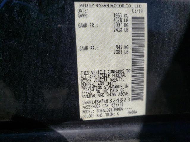 2019 NISSAN ALTIMA S 1N4BL4BV2KN324823