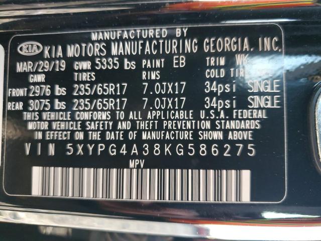 2019 KIA SORENTO L 5XYPG4A38KG586275