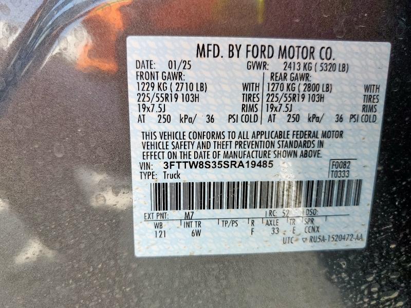 2025 FORD MAVERICK L 3FTTW8S35SRA19485