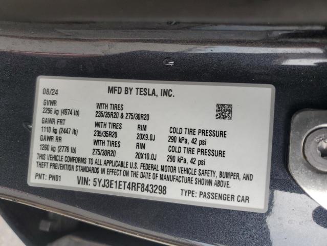 2024 TESLA MODEL 3 5YJ3E1ET4RF843298