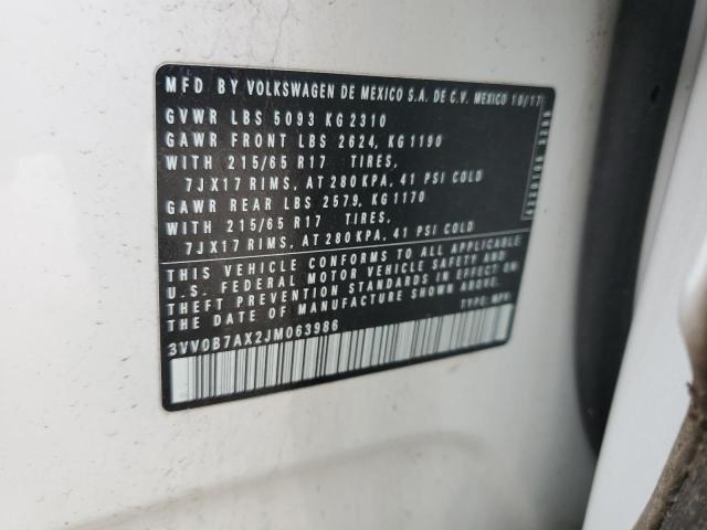 2018 VOLKSWAGEN TIGUAN S 3VV0B7AX2JM063986