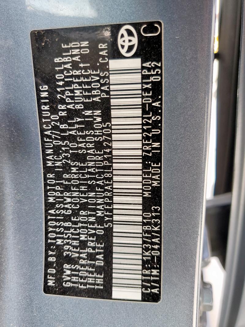 2020 TOYOTA COROLLA LE 5YFEPRAE8LP142705
