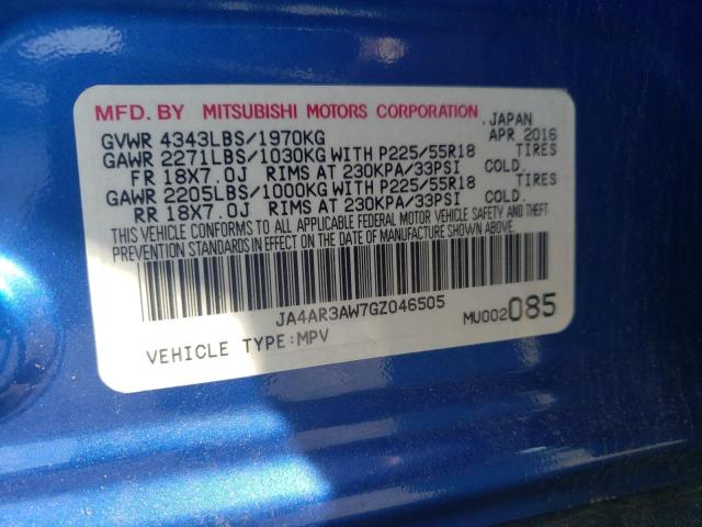 2016 MITSUBISHI OUTLANDER JA4AR3AW7GZ046505