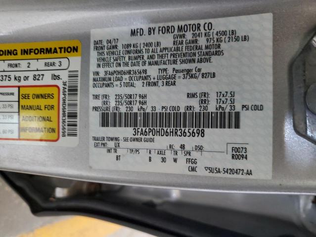 2017 FORD FUSION SE - 3FA6P0HD6HR365698