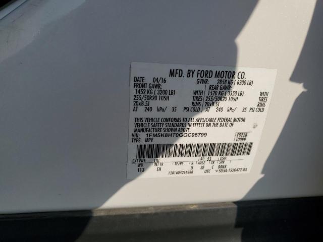 2016 FORD EXPLORER PLATINUM 1FM5K8HT0GGC98799