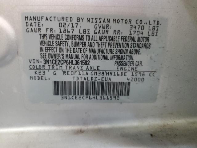 2017 NISSAN VERSA NOTE 3N1CE2CP6HL361592