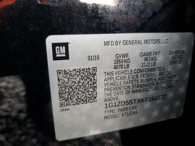 2019 CHEVROLET MALIBU LT - 1G1ZD5STXKF164137