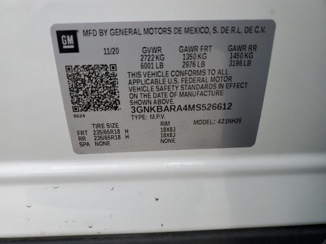 2021 CHEVROLET BLAZER L 3GNKBARA4MS526612