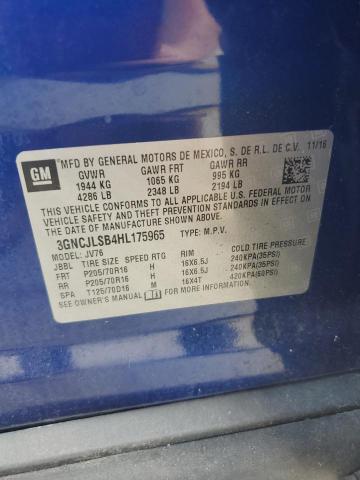 2017 CHEVROLET TRAX 1LT 3GNCJLSB4HL175965