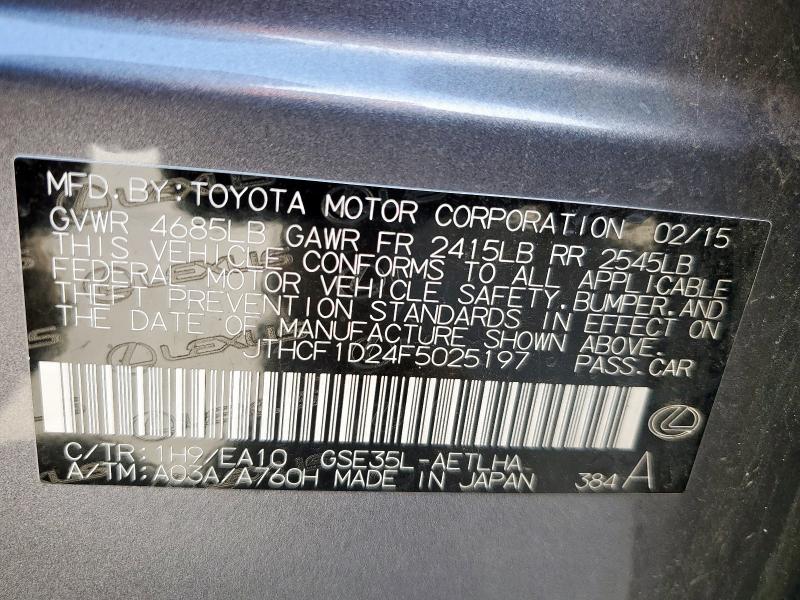 2015 LEXUS IS 250 JTHCF1D24F5025197