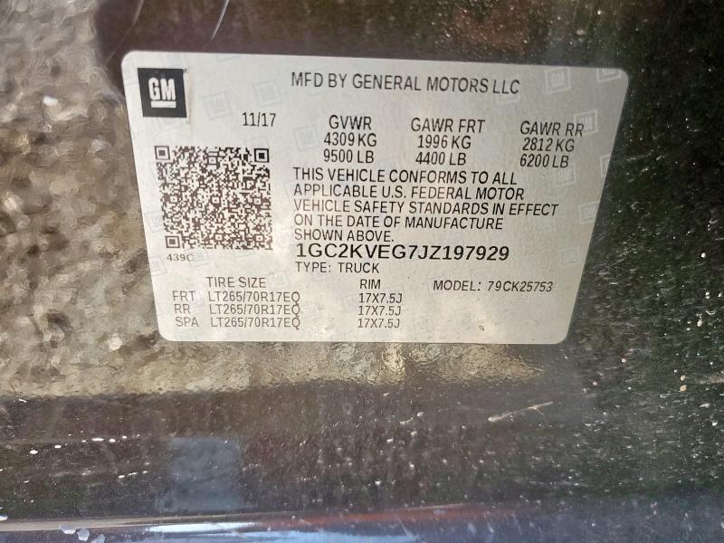 2018 CHEVROLET SILVERADO 1GC2KVEG7JZ197929