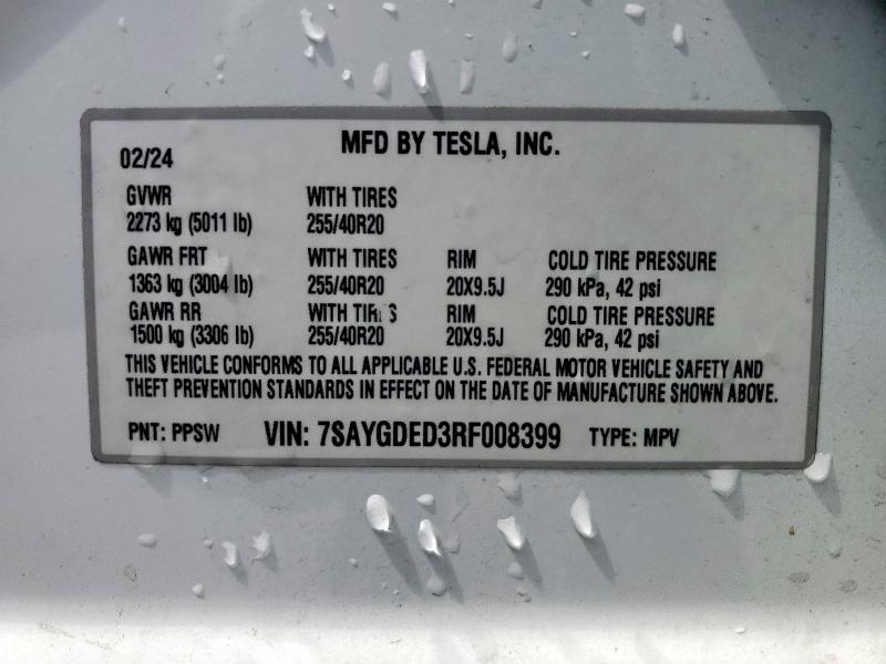 2024 TESLA MODEL Y - 7SAYGDED3RF008399