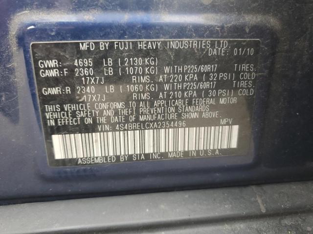 2010 SUBARU OUTBACK 3.6R LIMITED - 4S4BRELCXA2354496