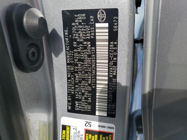 2022 TOYOTA CAMRY NIGH 4T1S11AK2NU659138