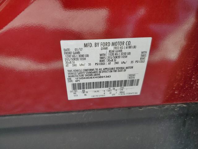 2017 FORD EXPLORER X 1FM5K8D8XHGB91343
