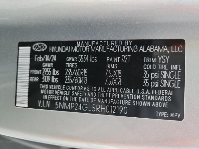2024 HYUNDAI SANTA FE SEL 5NMP24GL5RH012190