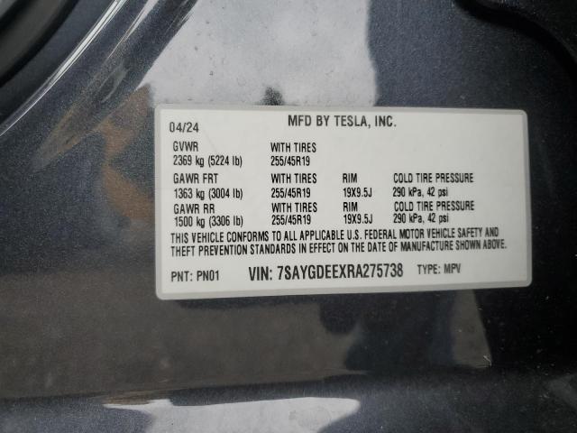 2024 TESLA MODEL Y 7SAYGDEEXRA275738