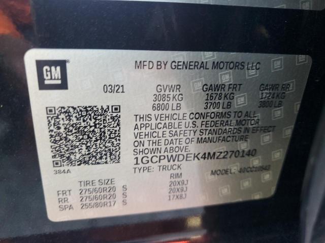 2021 CHEVROLET SILVERADO - 1GCPWDEK4MZ270140