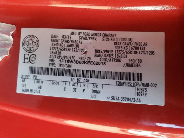 2019 FORD F350 SUPER 1FT8W3B60KEE62018