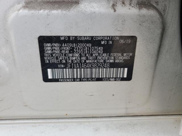 2019 SUBARU WRX JF1VA1A64K9829248