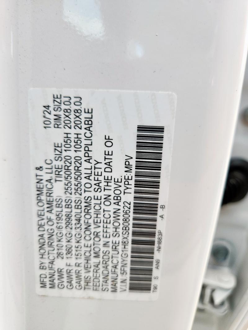 2025 HONDA PILOT ELIT 5FNYG1H8XSB080622