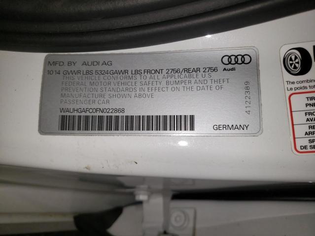 2015 AUDI A6 PRESTIGE WAUHGAFC0FN022868